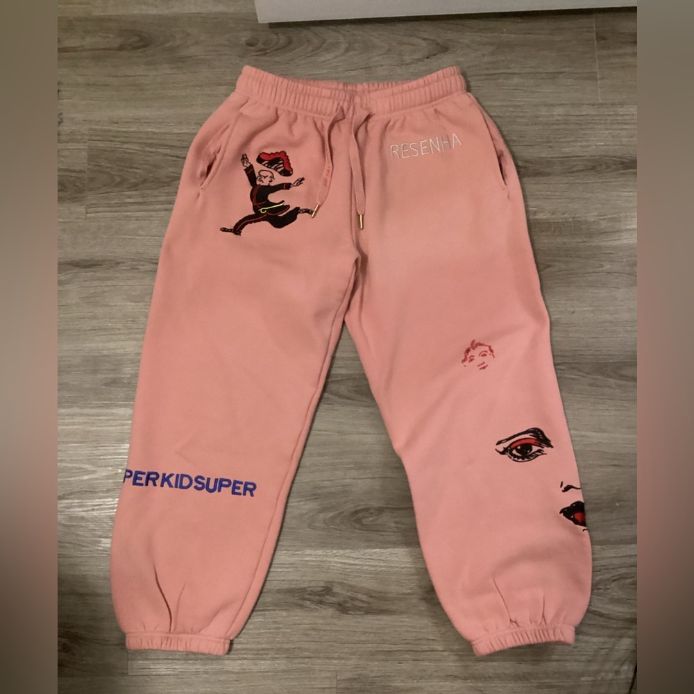 KidSuper Studios Logo Pink Sweatpants ,with Embroidered Size Large